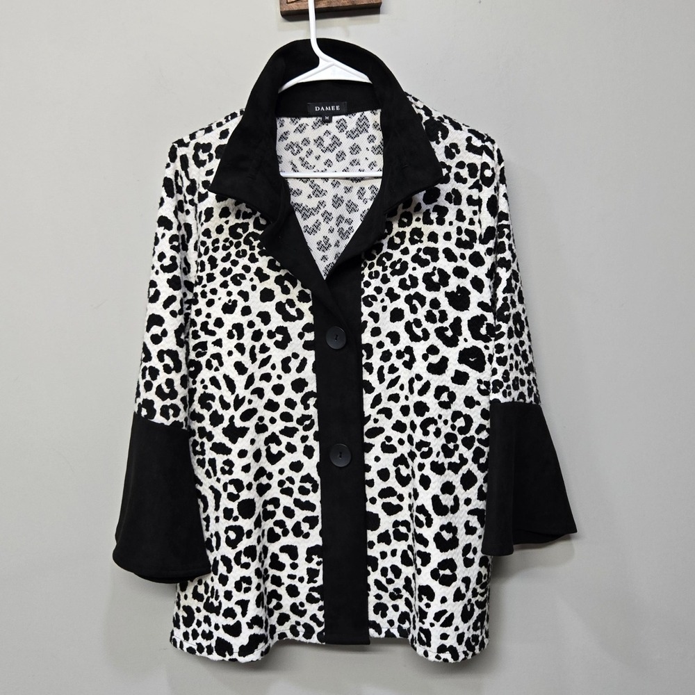 Damee Shirt Top Shacket Medium Leopard Print Artsy‎ Lagenlook Oversized Pockets